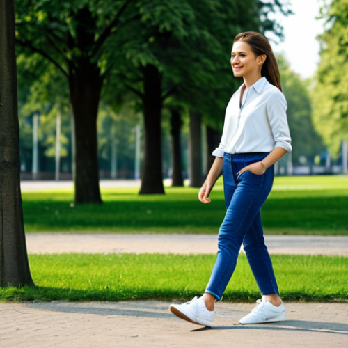Home 22 Adidas Gazelle - Lifestyle**
"A young professional woman wearing stylish, modest casual attire like jeans and a blouse, walking in a park, wearing Adidas Gazelle sneakers, fully clothed, appropriate content, safe for work, perfect anatomy, natural proportions, family-friendly, lifestyle photography, natural lighting, realistic."
**